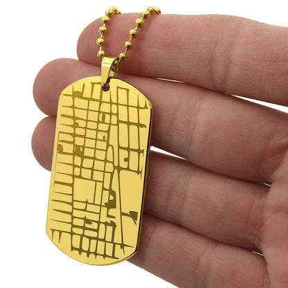 Dog Tag Personalised Map & Engraved Message Necklace- Our Special Place Map