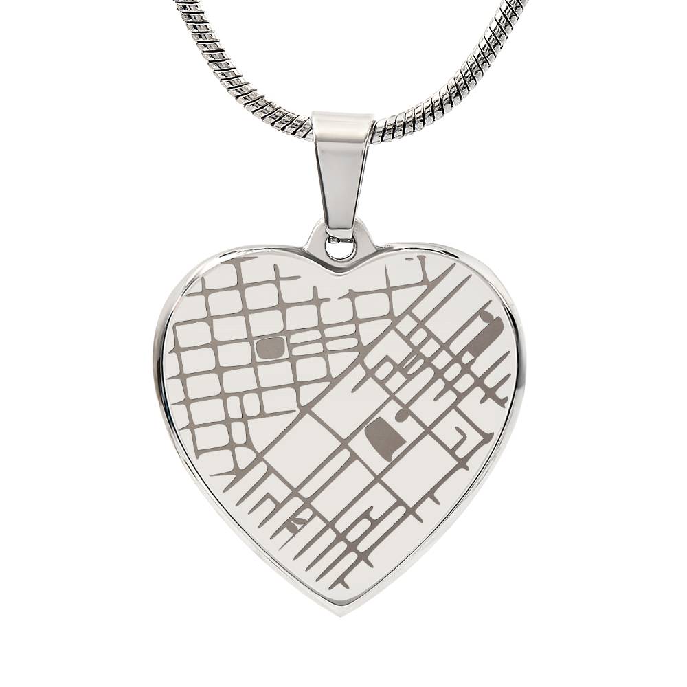 Heart Shaped Pendant Personalized with Engraved Special Location Map and Message