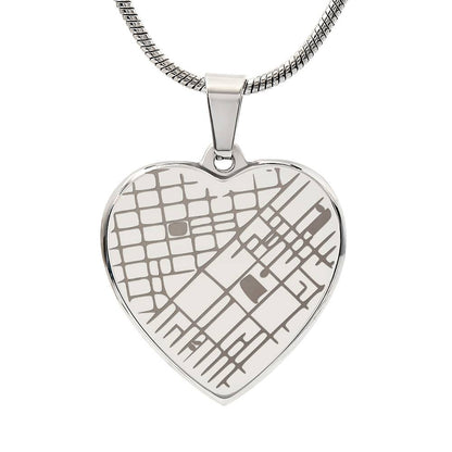 Heart Shaped Pendant Personalized with Engraved Special Location Map and Message