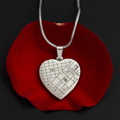 Heart Shaped Pendant Personalized with Engraved Special Location Map and Message