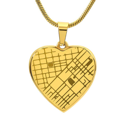 Heart Shaped Pendant Personalized with Engraved Special Location Map and Message