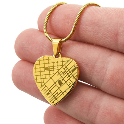 Heart Shaped Pendant Personalized with Engraved Special Location Map and Message