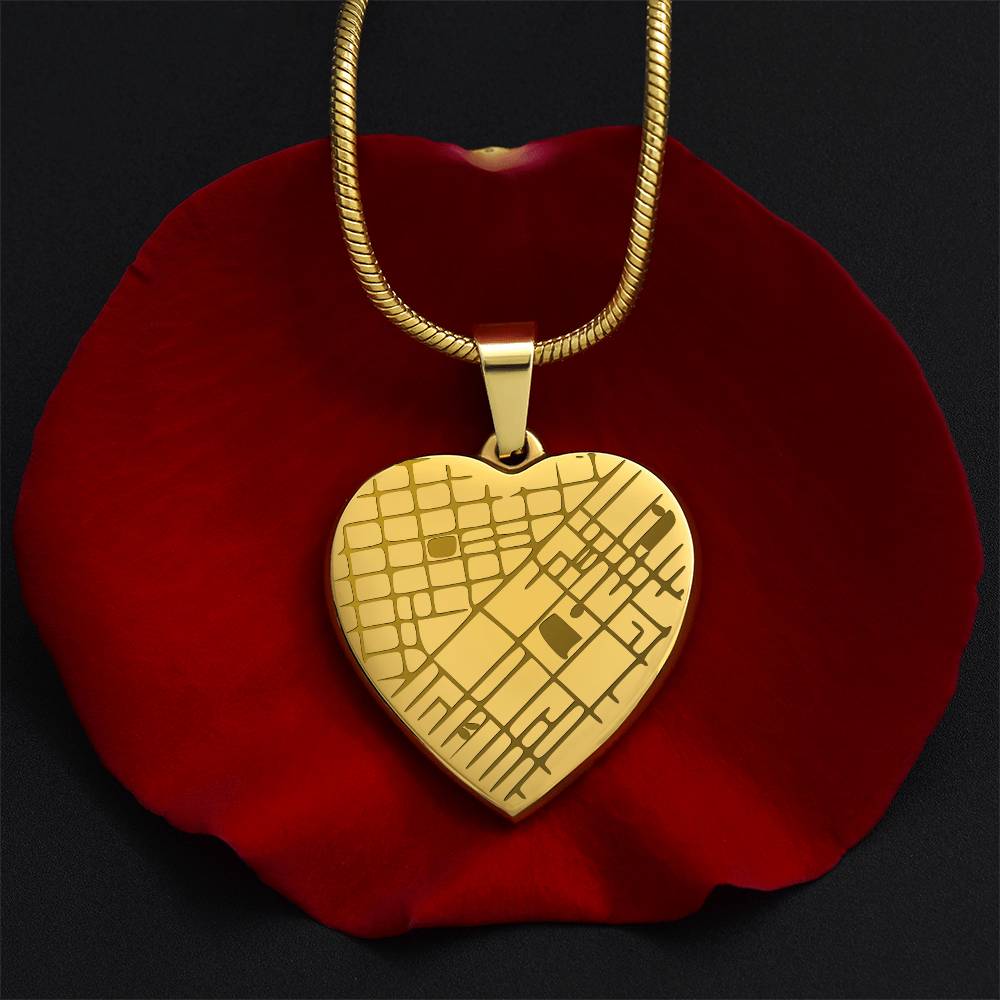 Heart Shaped Pendant Personalized with Engraved Special Location Map and Message