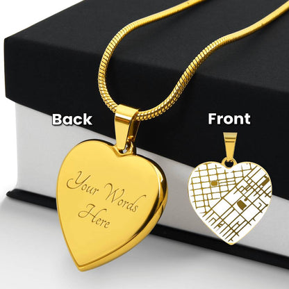 Heart Shaped Pendant Personalized with Engraved Special Location Map and Message