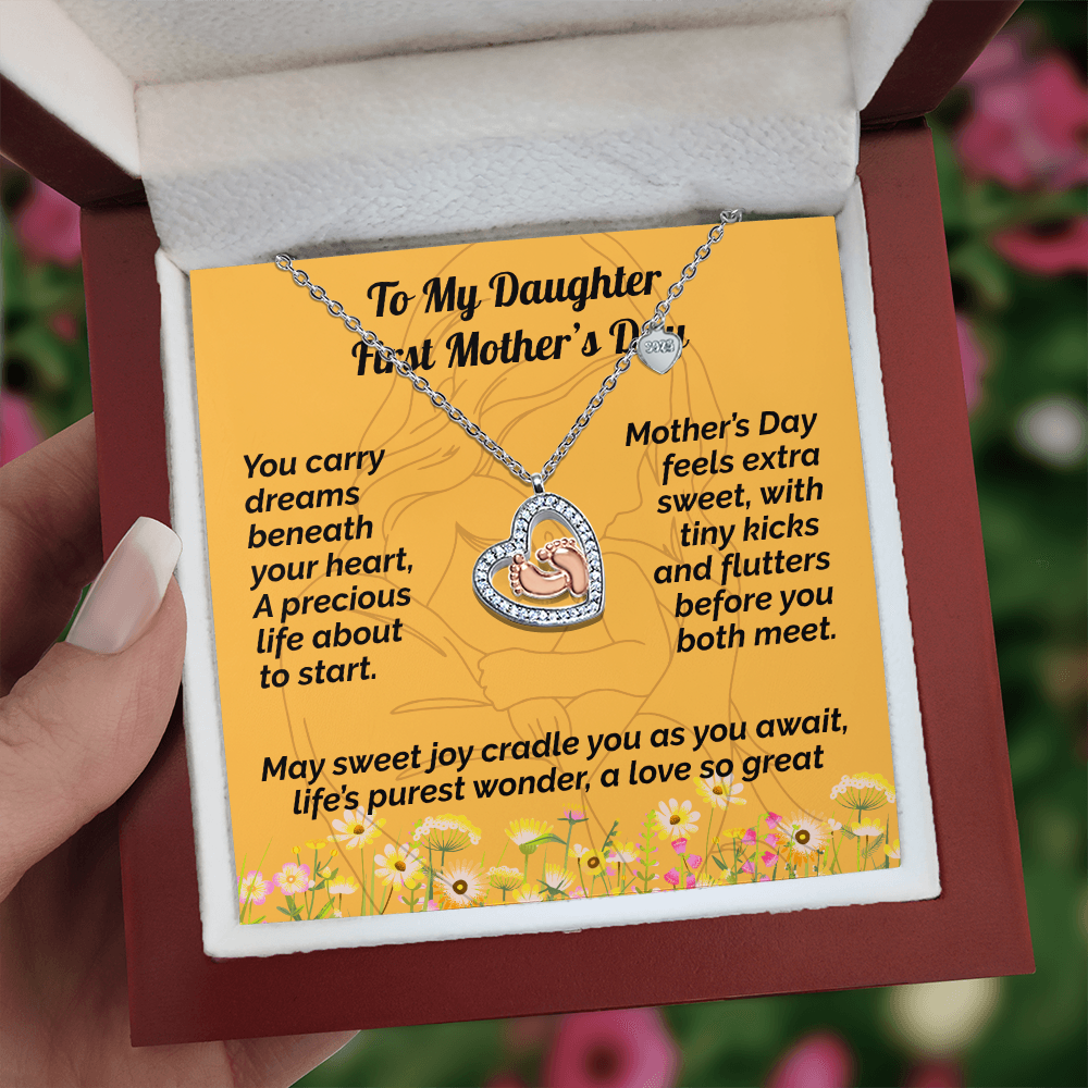 Daughter first Mother's Day-Baby Feet Neckalce
