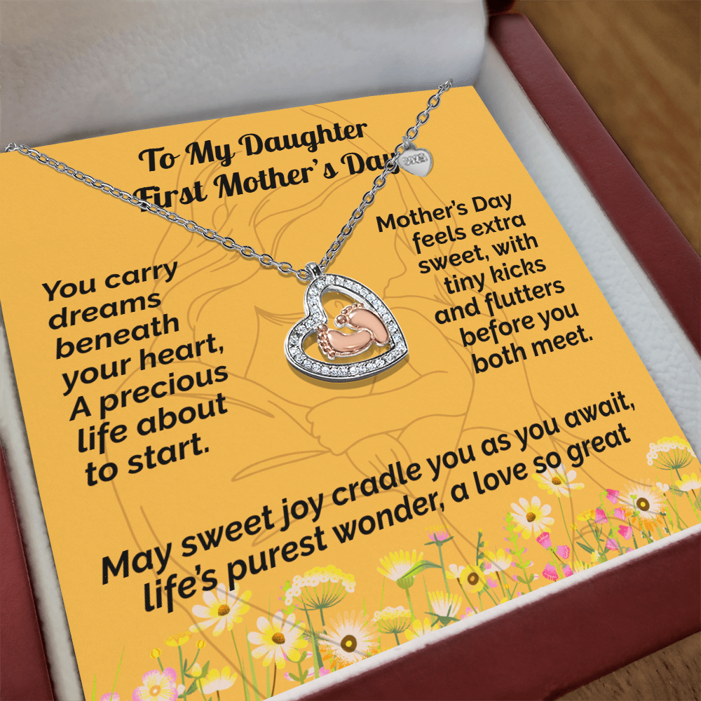 Daughter first Mother's Day-Baby Feet Neckalce