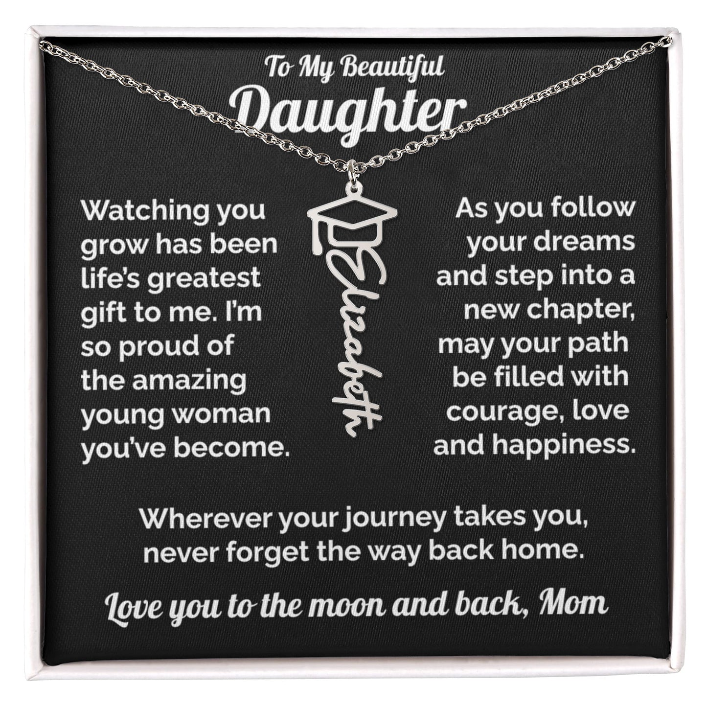 Graduation Gift-Silver Personalized Name Necklace for Daughter from Mom