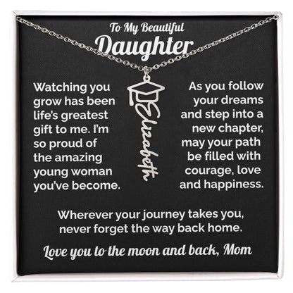 Graduation Gift-Silver Personalized Name Necklace for Daughter from Mom