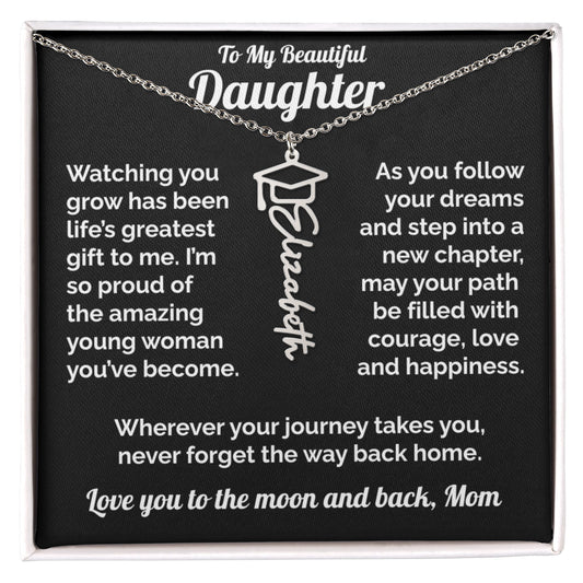 Graduation Gift-Silver Personalized Name Necklace for Daughter from Mom