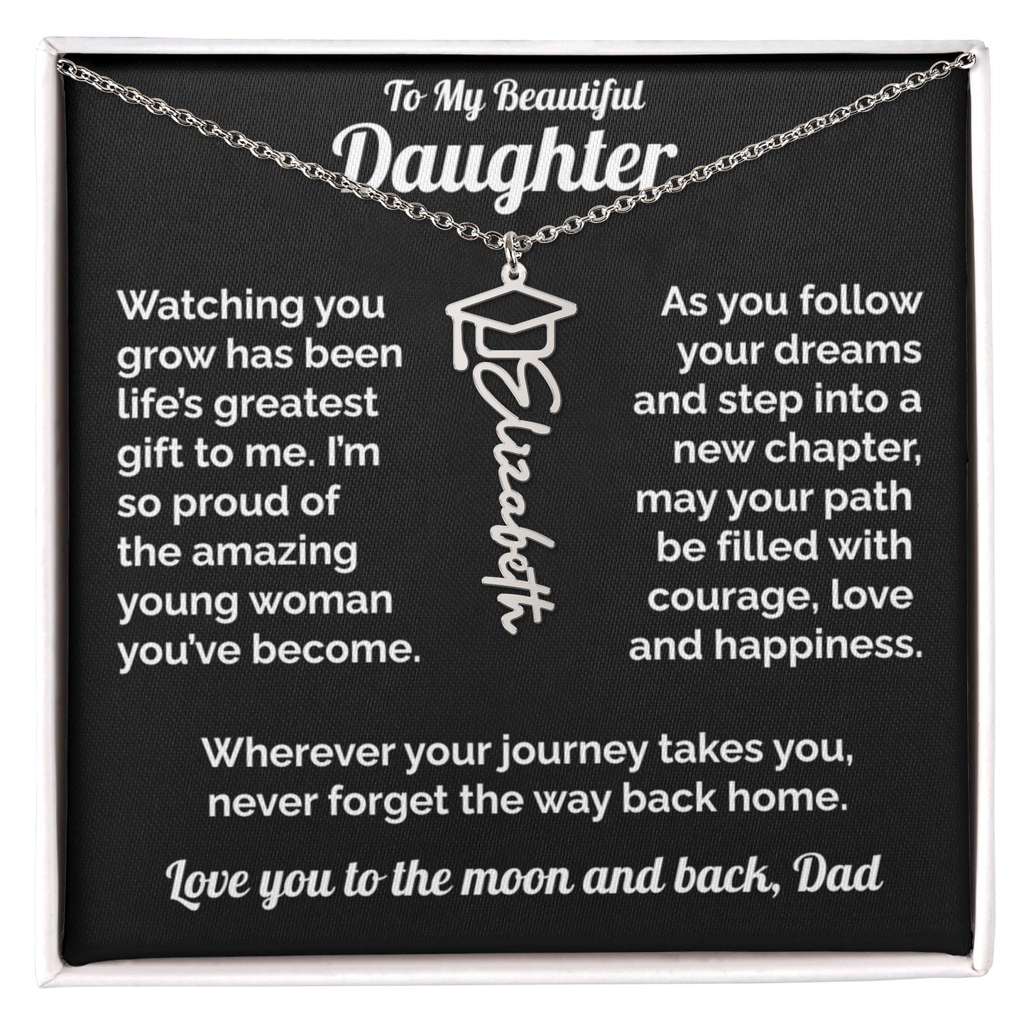 Graduation Gift Personalized Silver Name Necklace for Daughter from Dad