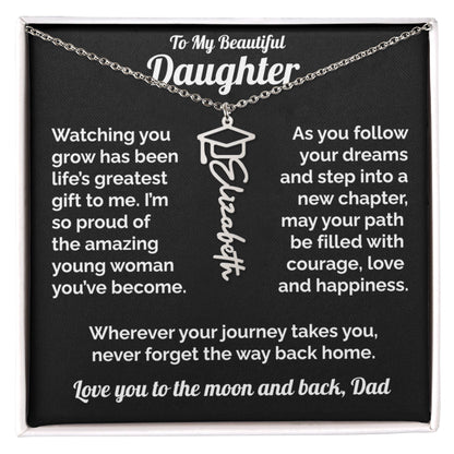 Graduation Gift Personalized Silver Name Necklace for Daughter from Dad