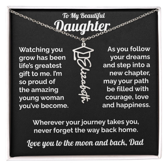 Graduation Gift Personalized Silver Name Necklace for Daughter from Dad