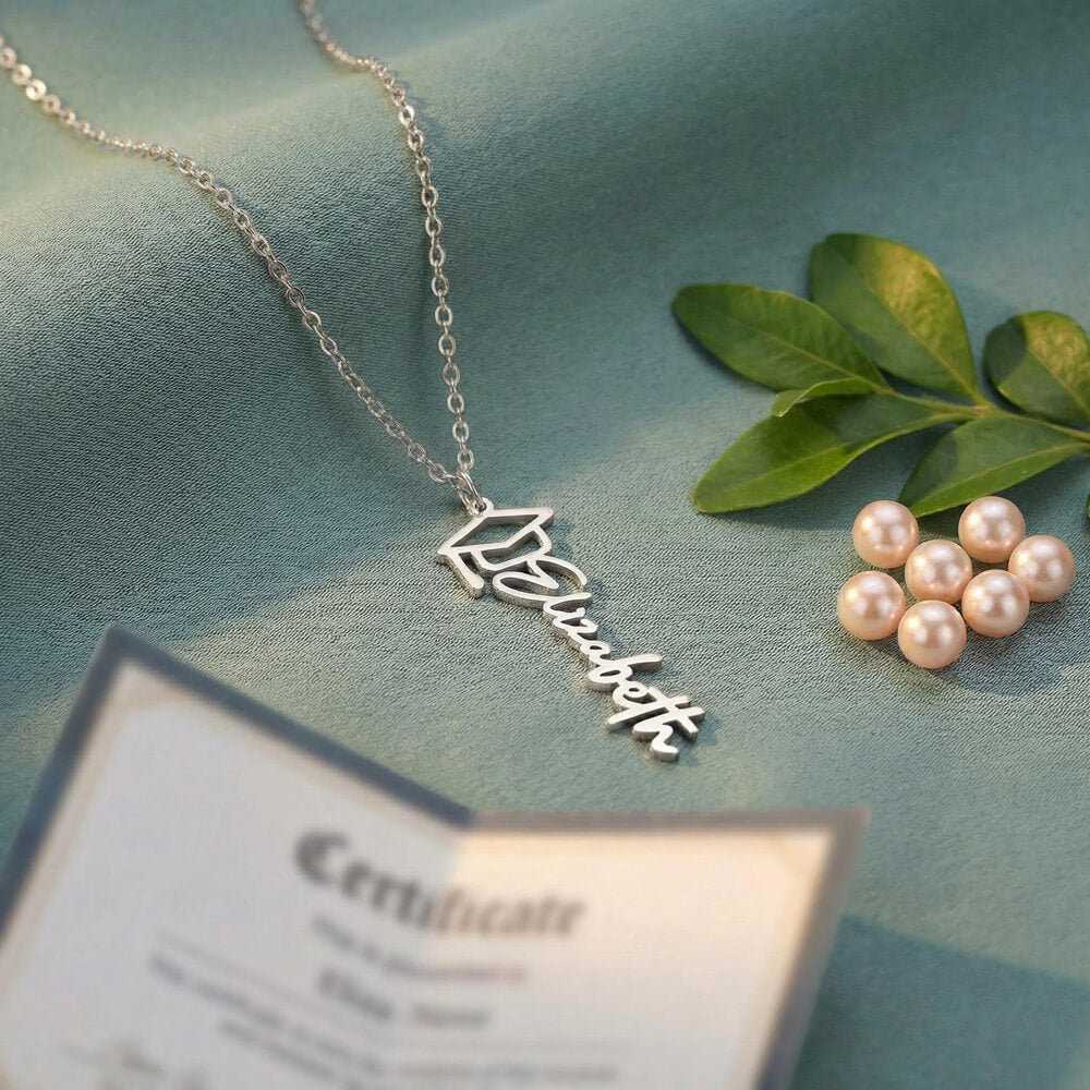 Graduation Gift Personalized Silver Name Necklace for Daughter from Dad