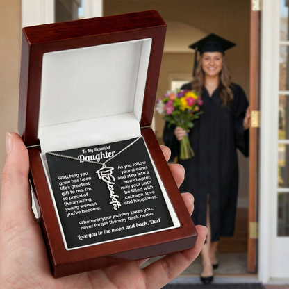 Graduation Gift Personalized Silver Name Necklace for Daughter from Dad