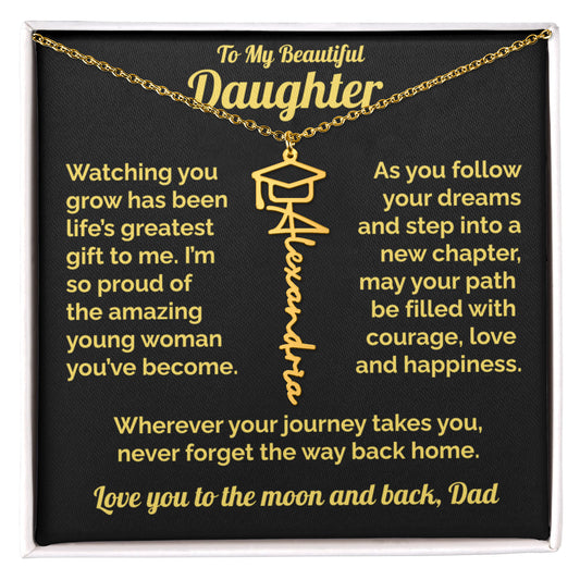Graduation Gift for Daughter from Dad Personalized Name Necklace 18K gold finish
