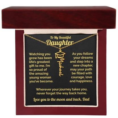 Graduation Gift for Daughter from Dad Personalized Name Necklace 18K gold finish