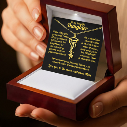 Graduation Gift for Daughter from Mom- Personalized Name Necklace 18K Gold Finish