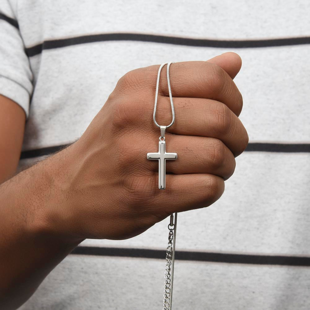 Gift for Son from Dad - Personalized  Engraved Cross Necklace