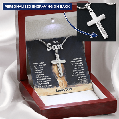 Gift for Son from Dad - Personalized  Engraved Cross Necklace