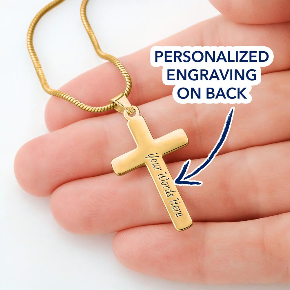 Personalized Graduation Cross Necklace- engrave name-year or message on the back