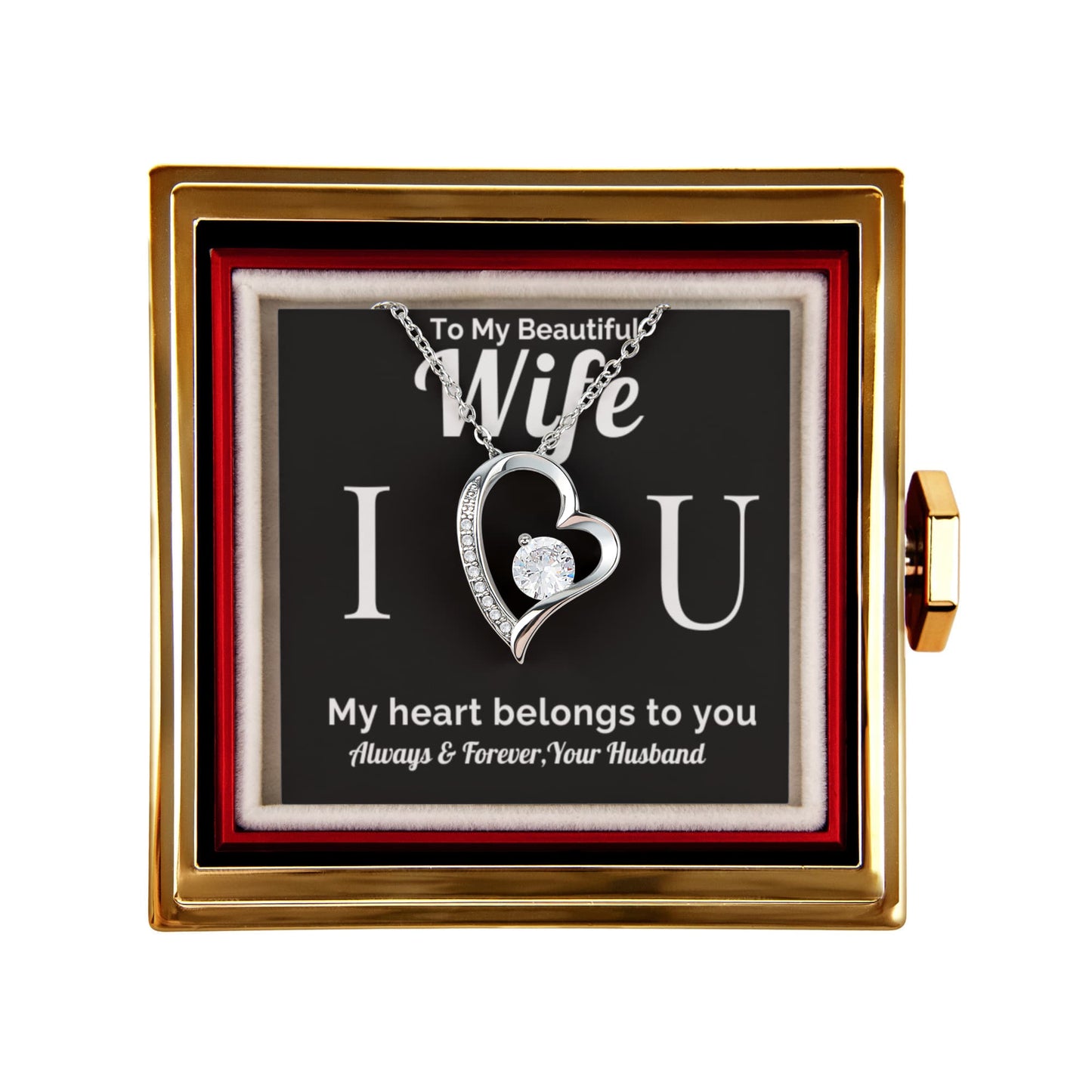  Wife love heart necklace silver rose box I love you