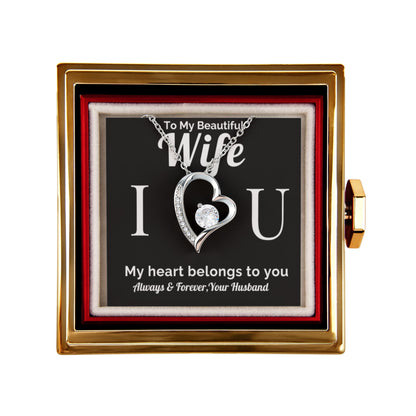  Wife love heart necklace silver rose box I love you