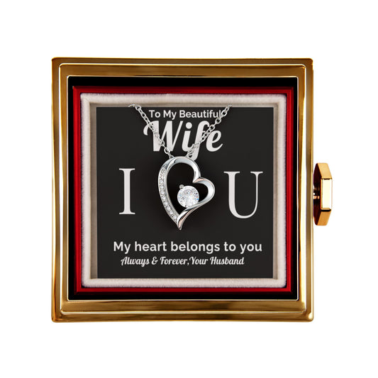  Wife love heart necklace silver rose box I love you