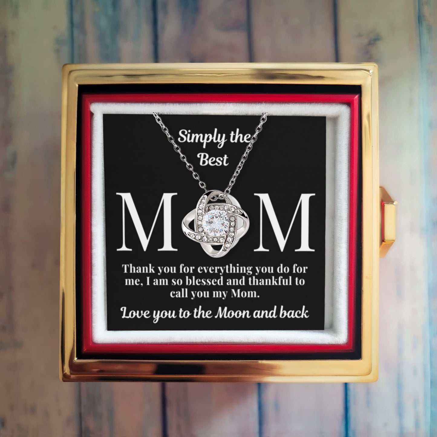 Mom Rose Box-Love Knot Necklace-Simply the Best