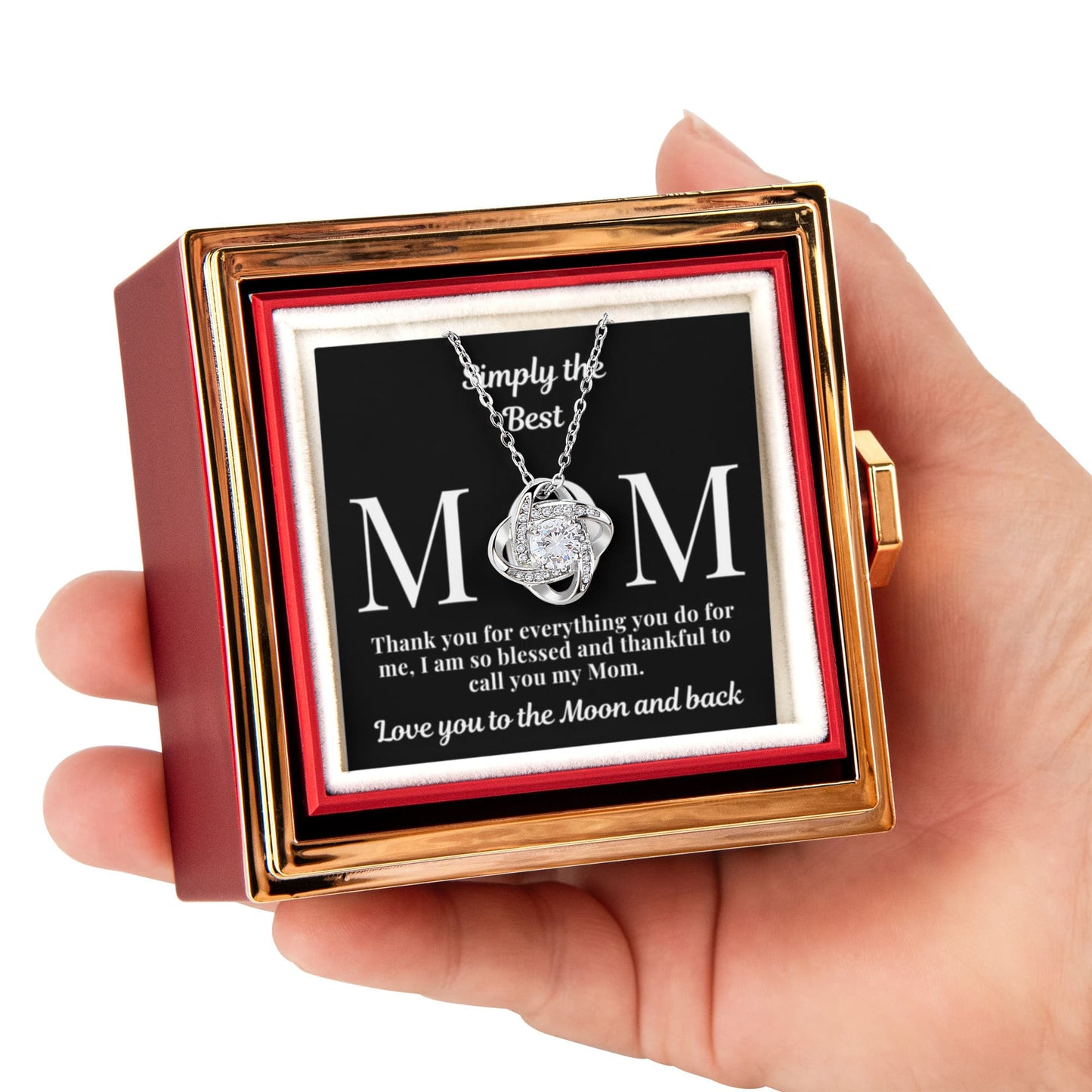 Mom Rose Box-Love Knot Necklace-Simply the Best
