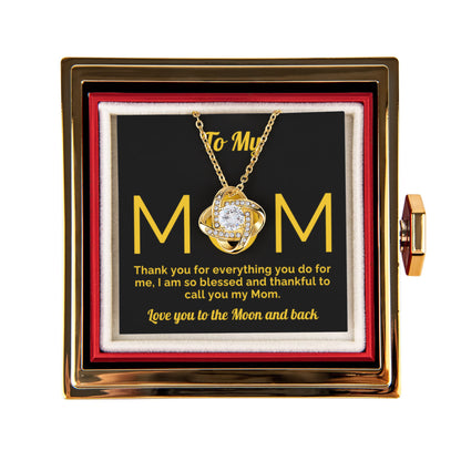 Mom Necklace Gift- Rotating Rose Box