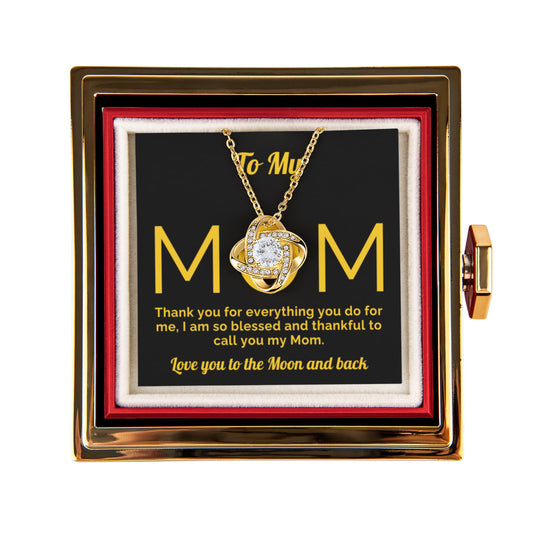 Mom Necklace Gift- Rotating Rose Box