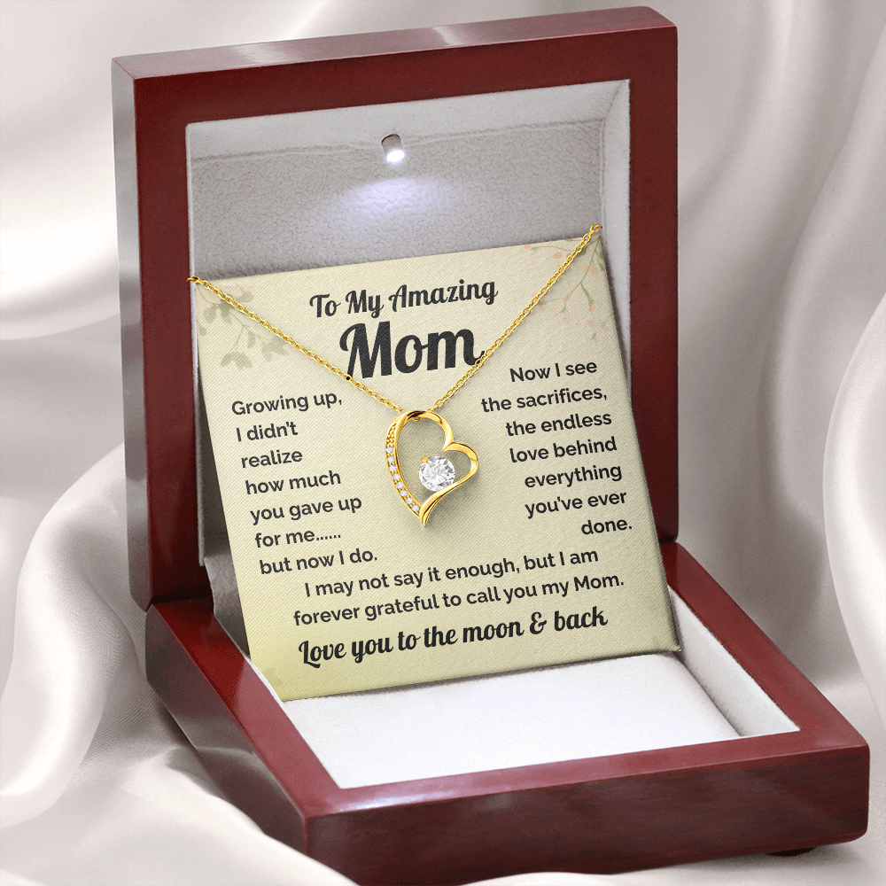 Gift for Mom-Heartfelt Message Card & Forever Love Necklace