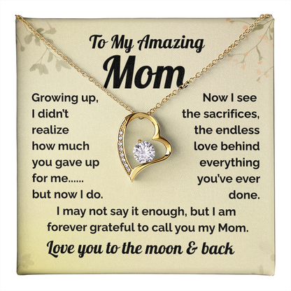 Gift for Mom-Heartfelt Message Card & Forever Love Necklace